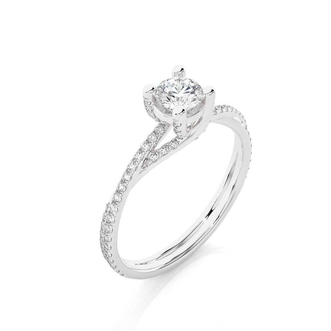 0.74 CTW Round Lab-Grown Diamond Twisted Engagement Ring E-F / VVS-VS