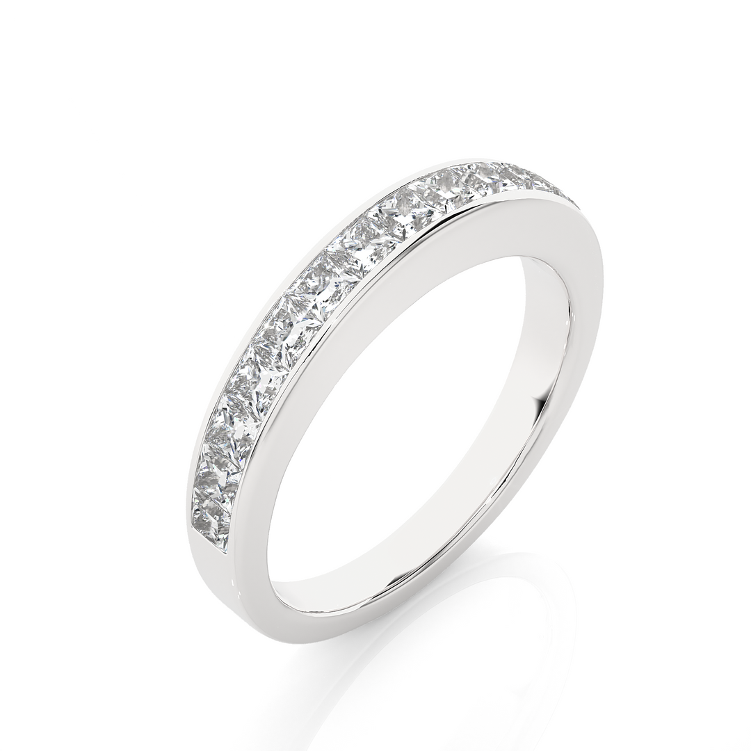 0.98 CT Princess Cut Lab Grown Diamond Eternity Band  15 Stone IGI Certified