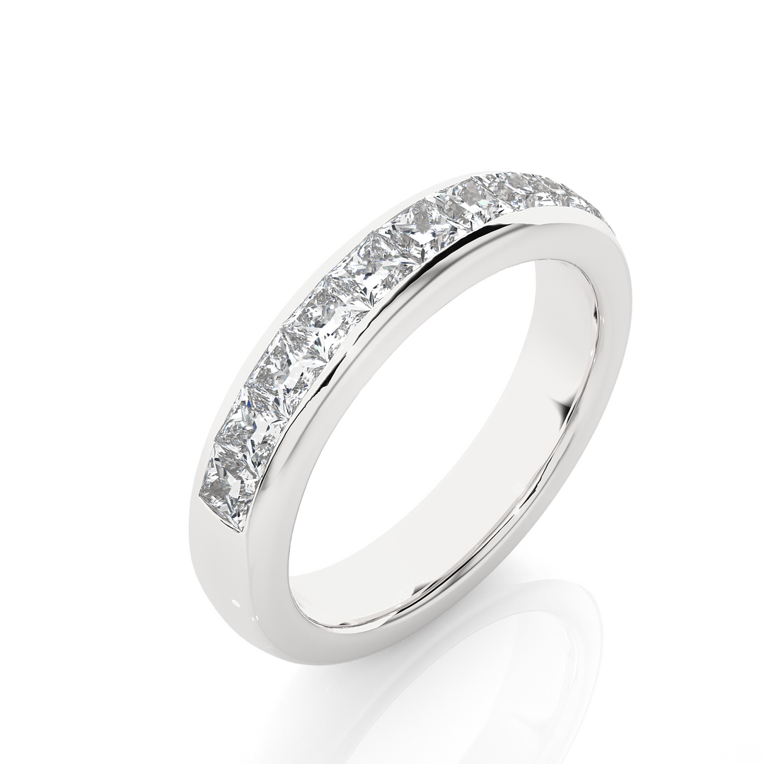 1.07 CT Princess Cut Lab Grown Diamond Channel Set Band  11 Stone IGI Certified