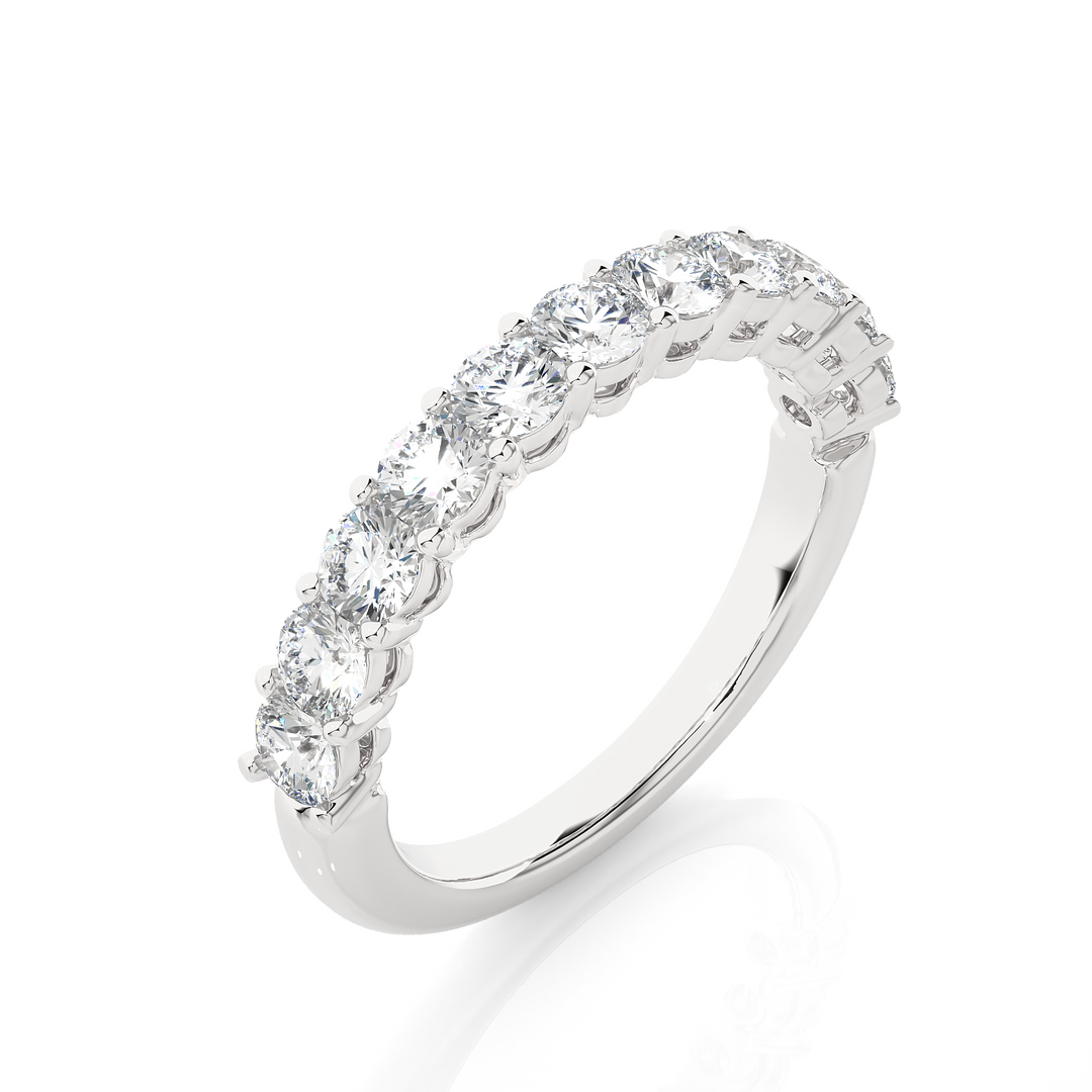0.60 CT Round Cut Lab Grown Diamond Channel Set Band  11 Stone IGI Certified