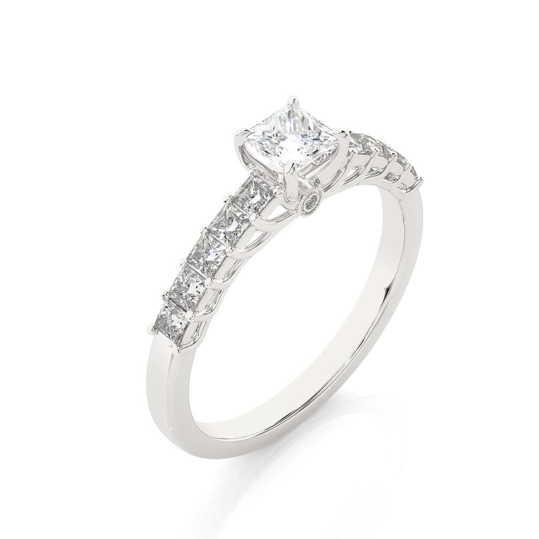 0.85 CTW Princess Cut Lab-Grown Diamond Prong Set Engagement Ring