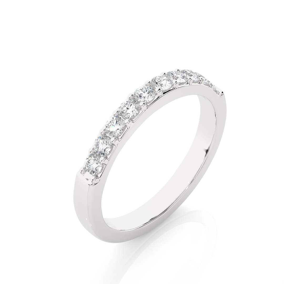 0.40 CT Round Cut Lab Grown Diamond Prong Set Band  10 Stone IGI Certified