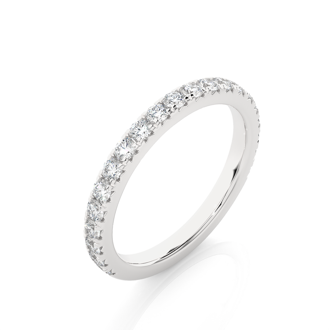 0.73 CT Round Cut Lab Grown Diamond Micro Pave Band  21 Stone IGI Certified