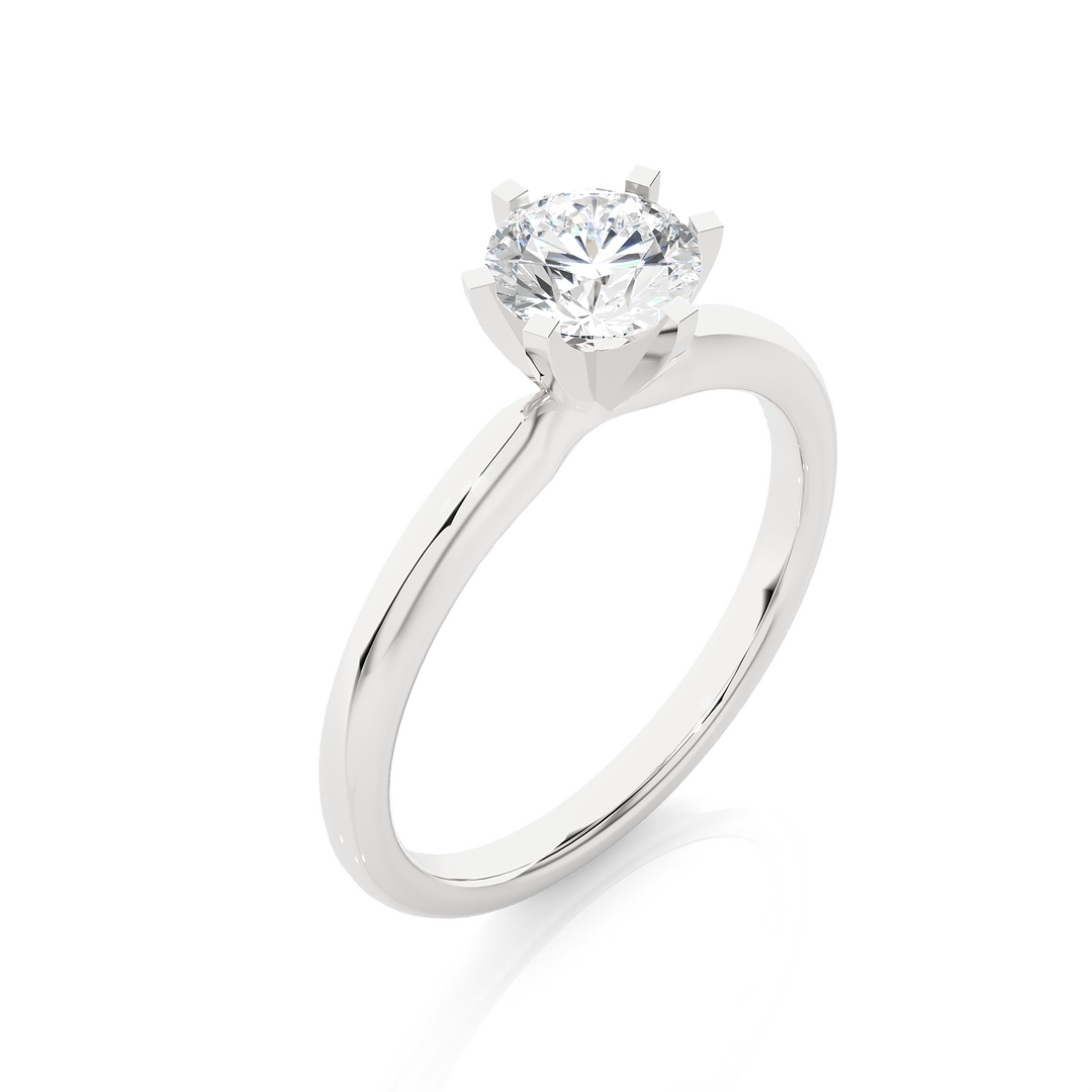 1.18 CT Round Lab Grown Diamond Solitaire Engagement Ring | Six Prong Gold Band