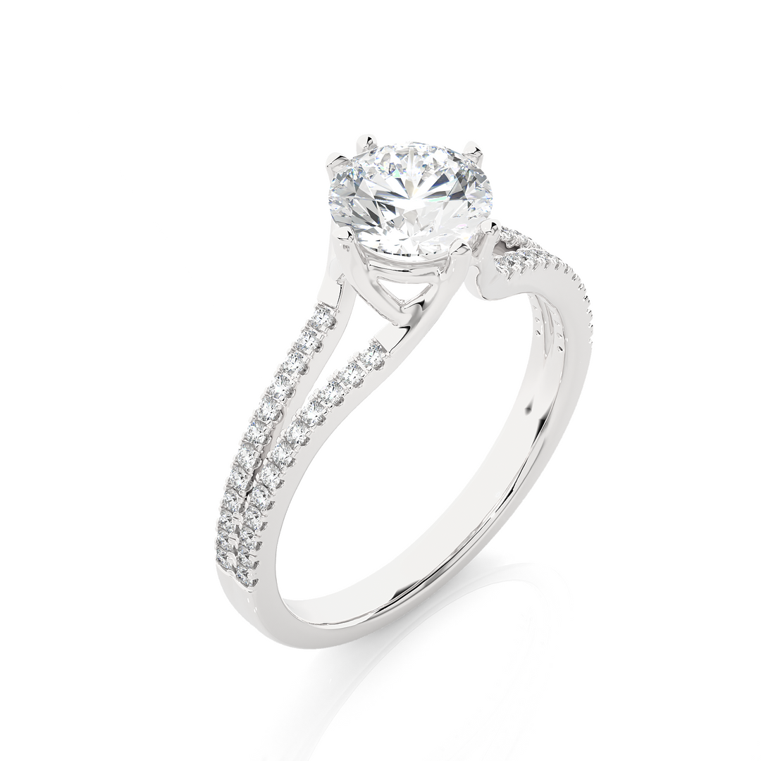 1.34 CTW Round Lab-Grown Diamond Engagement Ring with Split Shank E-F / VVS-VS