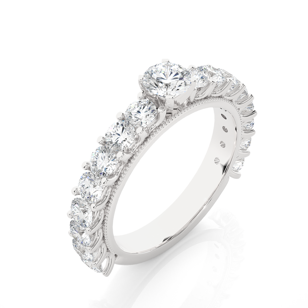 2.53 CTW Round Lab-Grown Diamond Engagement Ring with Milgrain Detailing E-F / VVS-VS