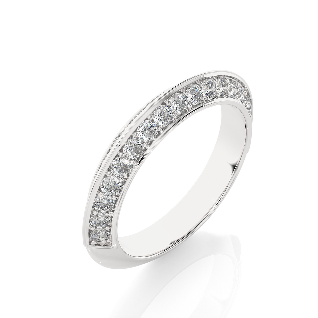 1.02 CT Round Cut Lab Grown Diamond Two Row Band  34 Stone IGI Certified