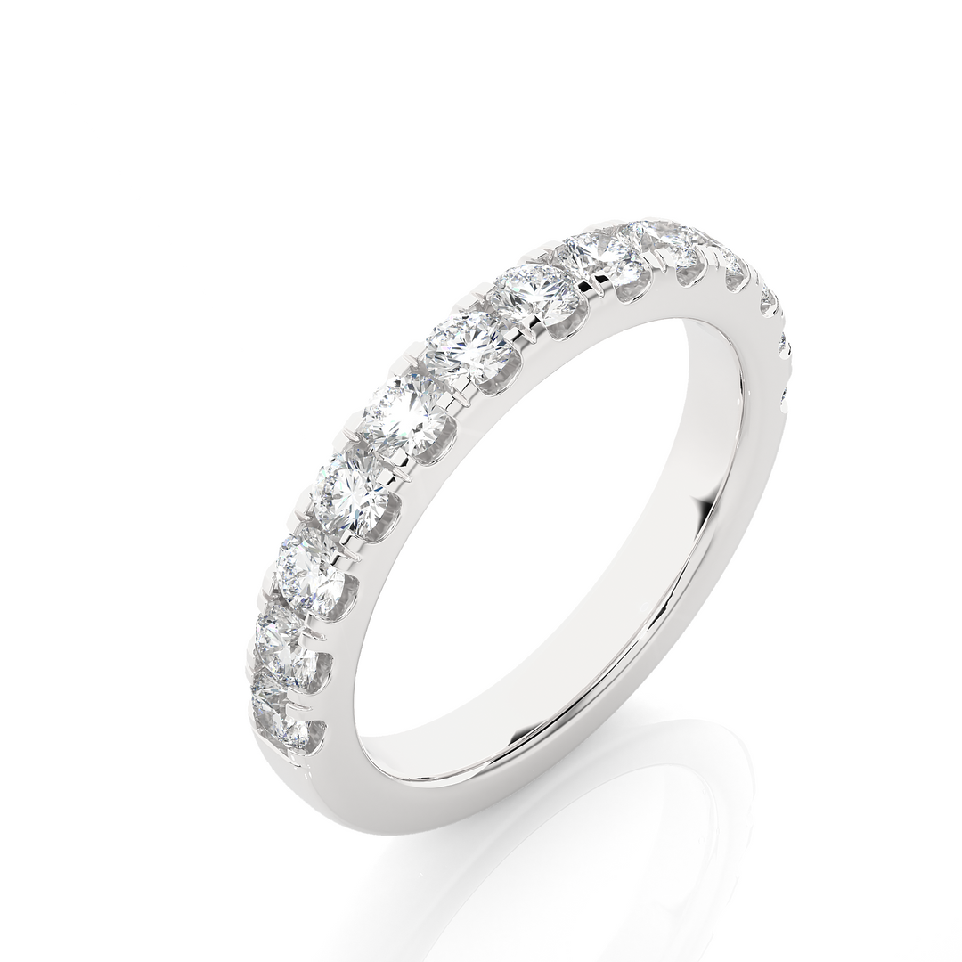 1.01 CT Round Cut Lab Grown Diamond Bold Micro Pave Band  10 Stone IGI Certified