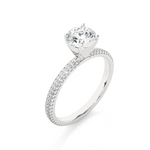 Load image into Gallery viewer, 1.14 CTW Round Lab-Grown Diamond Engagement Ring with Two-Row Micropave Set E-F / VVS-VS
