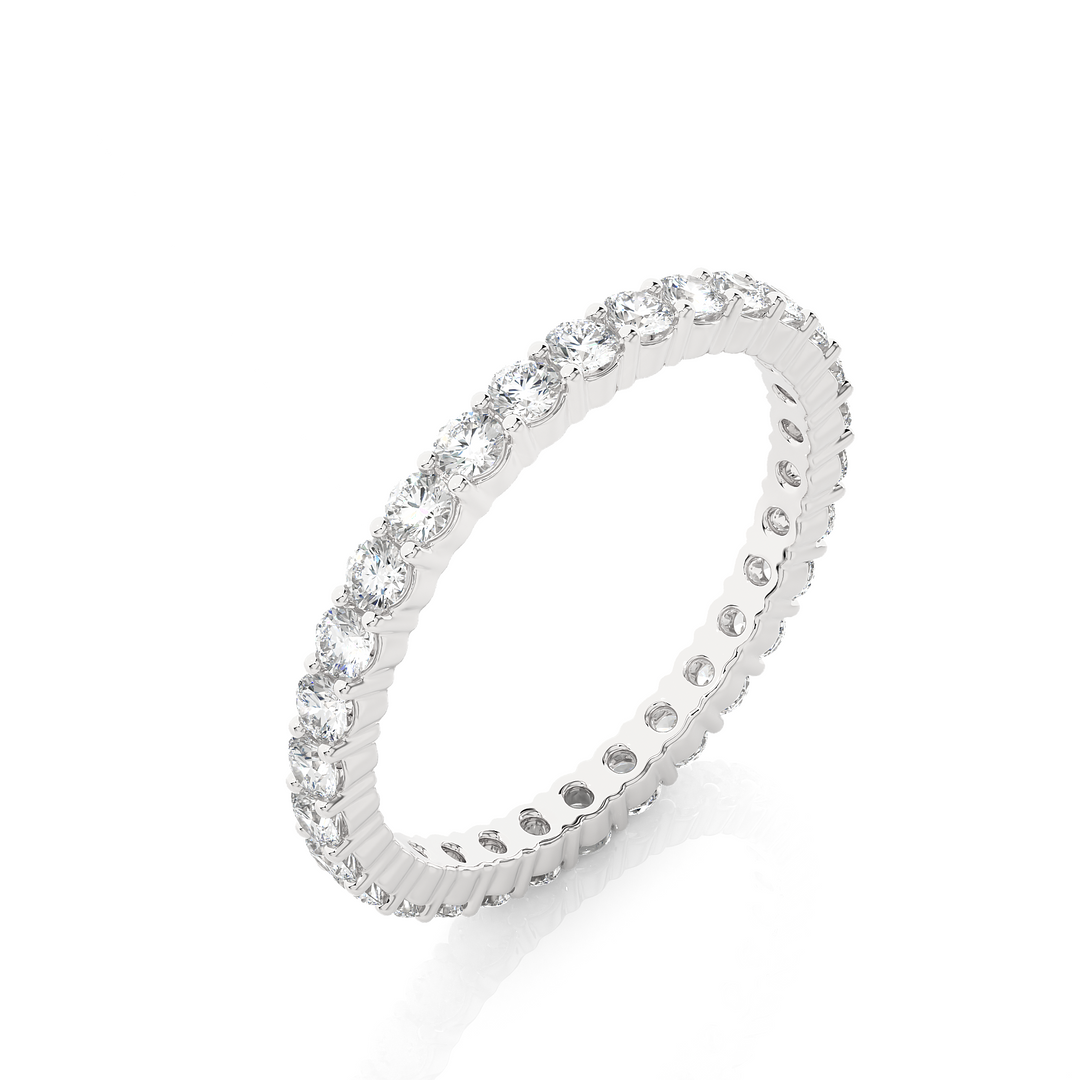 0.90 CT Round Lab Grown Diamond Eternity Band | 30 Stone Gold Ring