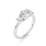 Load image into Gallery viewer, 1.39 CT Round Lab Grown Diamond Three Stone Ring | 3 Stone Gold Band

