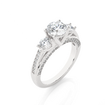 Load image into Gallery viewer, 1.98 CT Round Center with Round Side Lab Grown Diamond Three Stone Ring | 49 Stone Gold Band
