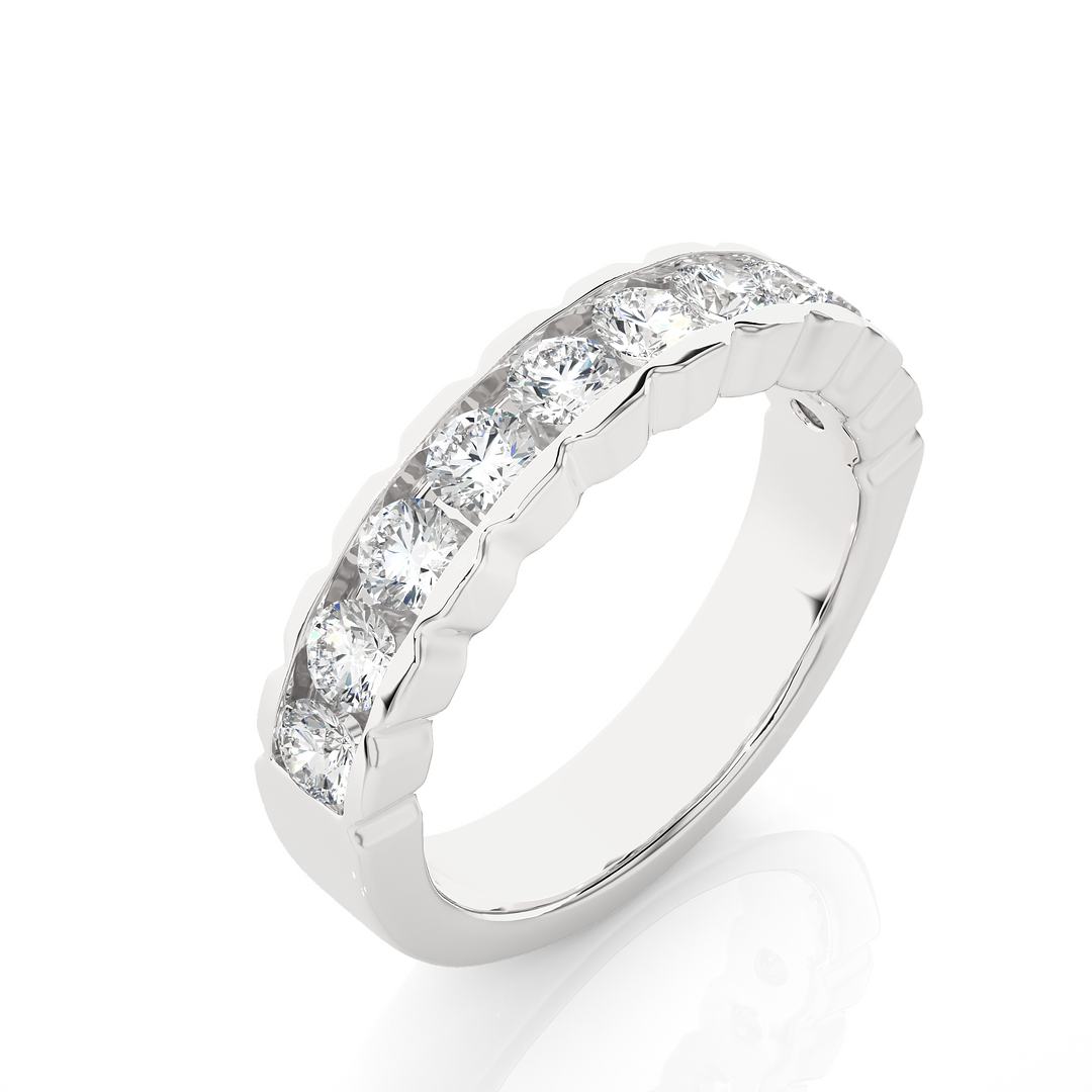 1.01 CT Round Cut Lab Grown Diamond Bold Channel Set Band  10 Stone IGI Certified
