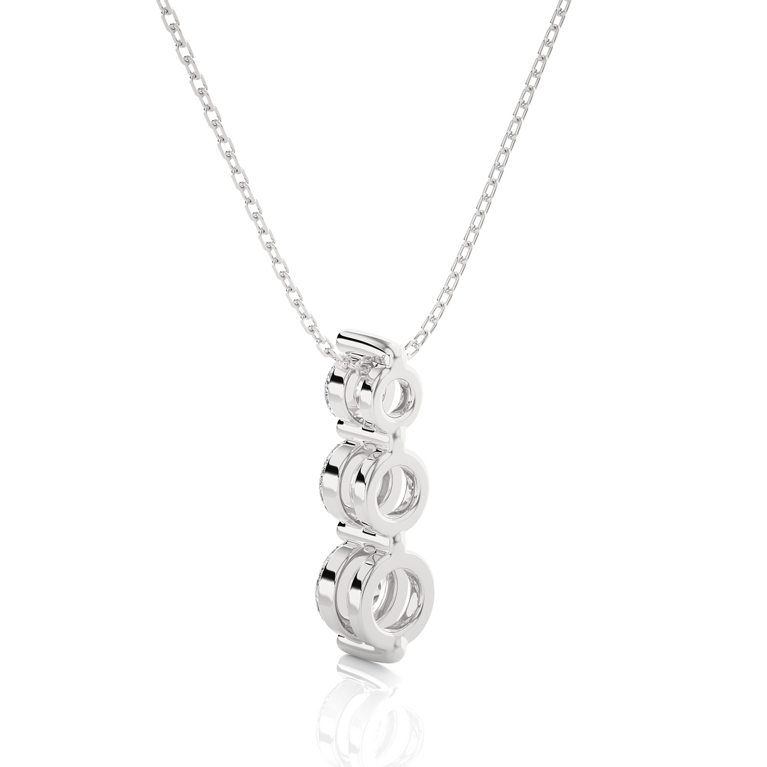 0.84 CT Lab-Grown Diamond Three-Stone Pendant Necklace | Solid Gold | Trio Design