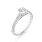 Load image into Gallery viewer, 1 CTW Round Lab-Grown Diamond Engagement Ring with Three-Row Thin Pave Band E-F / VVS-VS
