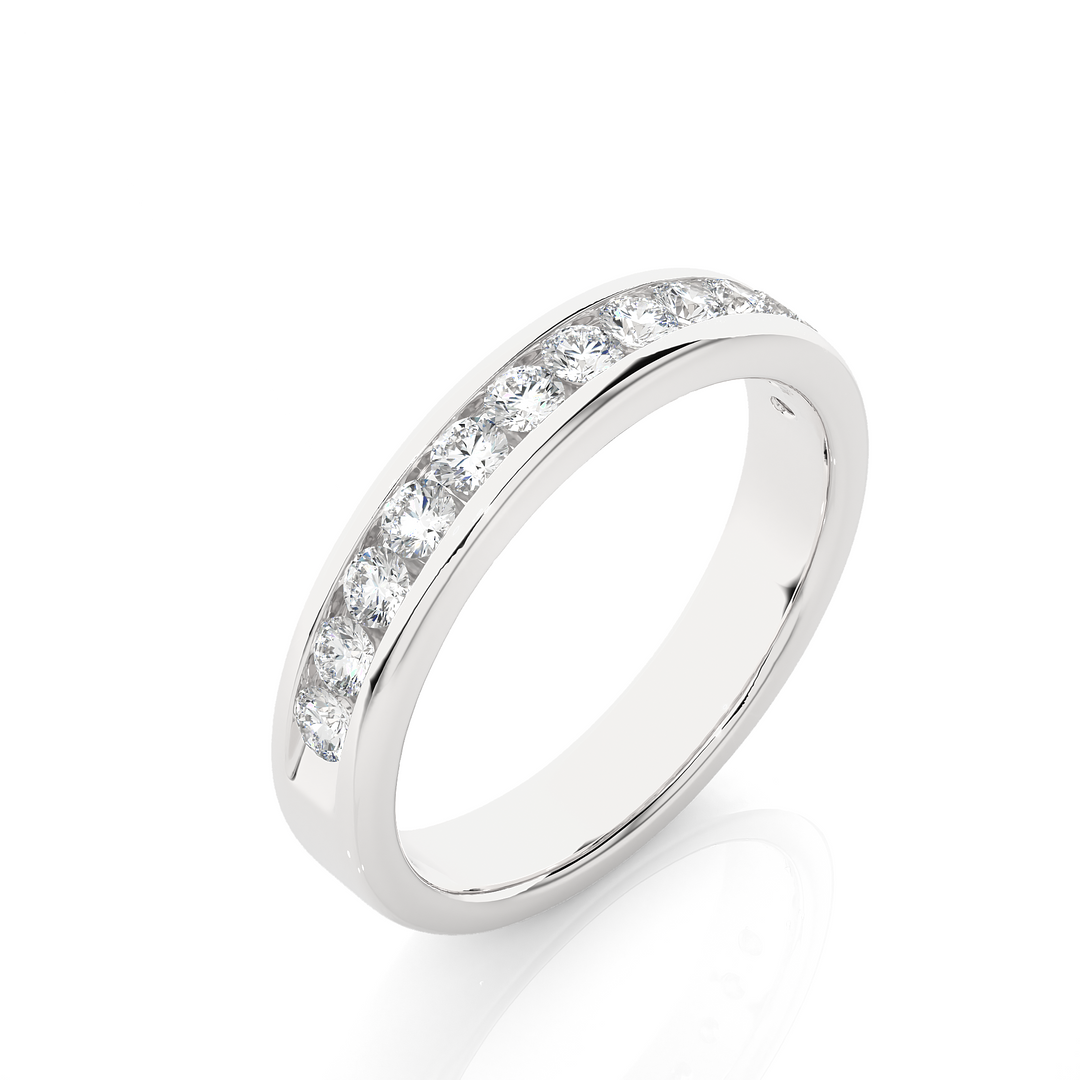 0.52 CT Round Cut Lab Grown Diamond Channel Set Band  13 Stone IGI Certified