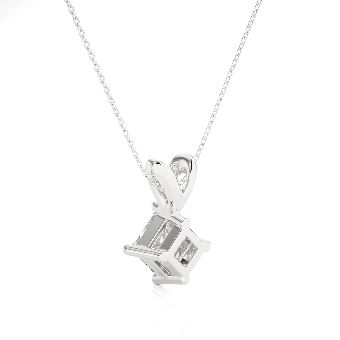 0.50 CT Lab-Grown Diamond Solitaire Pendant Necklace | Princess Cut | 4-Prong | Solid Gold