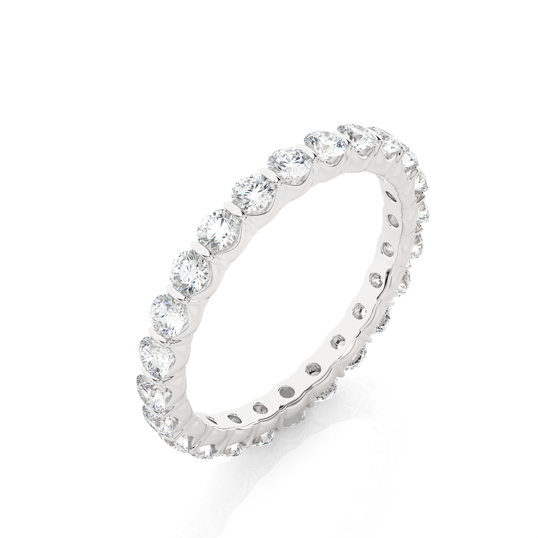 1.09 CT Round Lab Grown Diamond Bar Set Eternity Band | 24 Stone Gold Ring