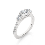 Load image into Gallery viewer, 1.55 CT Round Center with Round Side Lab Grown Diamond Three Stone Ring | 13 Stone Gold Band
