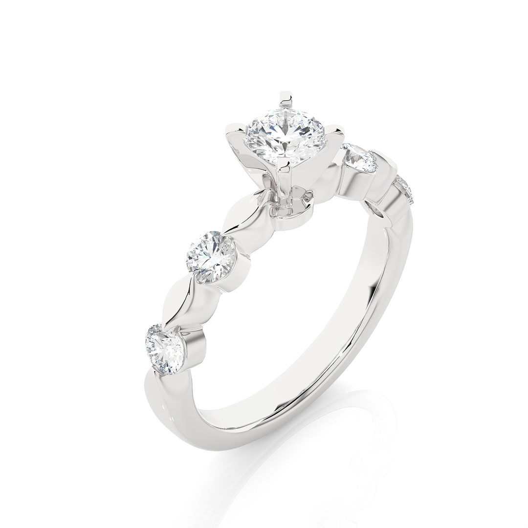0.90 CTW Round Lab-Grown Diamond Engagement Ring in Unique Style E-F / VVS-VS
