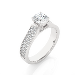 Load image into Gallery viewer, 1.29 CTW Round Lab-Grown Diamond Engagement Ring with Two-Row Pave Set E-F / VVS-VS
