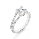 Load image into Gallery viewer, 1.08 CTW Round Lab-Grown Diamond Engagement Ring with Split Shank &amp; Hidden Halo E-F / VVS-VS
