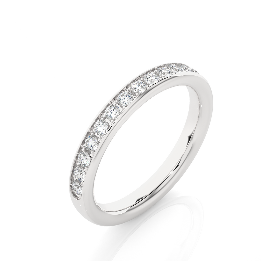 0.35 CT Round Cut Lab Grown Diamond Prong Set Band  16 Stone IGI Certified