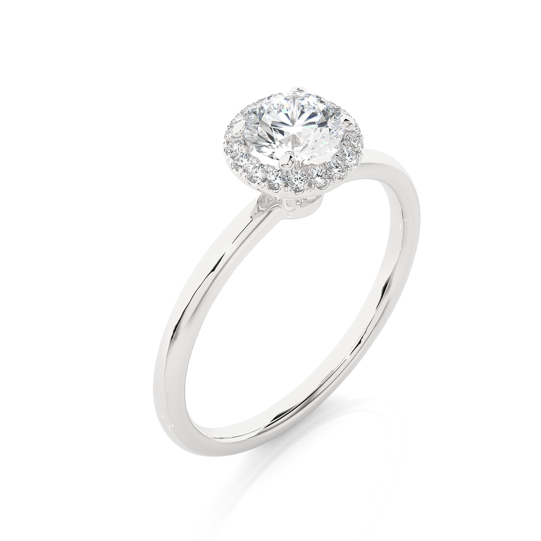 0.50 CT Round Diamond Halo Lab Grown Ring with 19 Stones