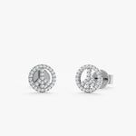 Load image into Gallery viewer, Round Lab-Grown Diamond Y-Shaped Circle Earrings 0.15 CTW – 60 Stones | 10K, 14K, 18K White, Yellow &amp; Rose Gold | IGI Certified
