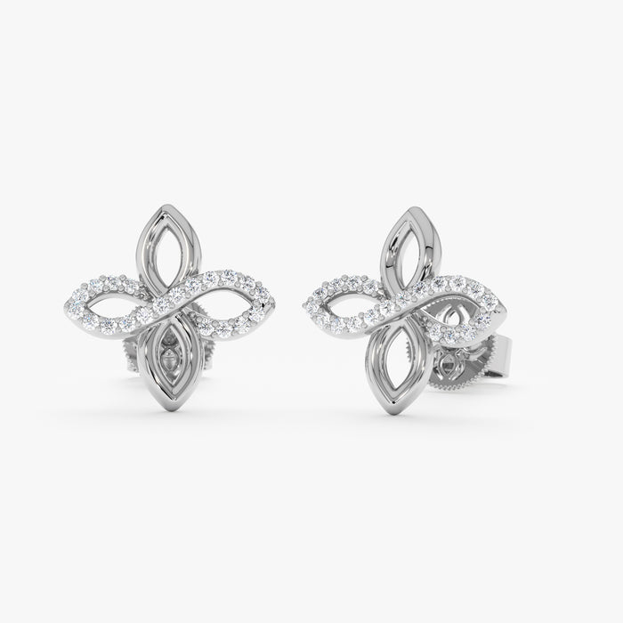 Twisted Leaf Lab-Grown Diamond Earrings 0.08 CTW – 40 Round Stones | 10K, 14K, 18K Gold | IGI Certified
