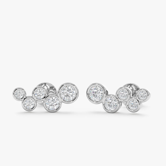 Bubble-Style Bezel-Set Lab-Grown Diamond Earrings 0.53 CTW – 10 Round Stones | 10K, 14K, 18K Gold | IGI Certified