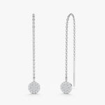 Load image into Gallery viewer, Round Lab-Grown Diamond Long Dangle Drop Earrings 0.90 CTW – 38 Stones | 10K, 14K, 18K Gold | IGI Certified
