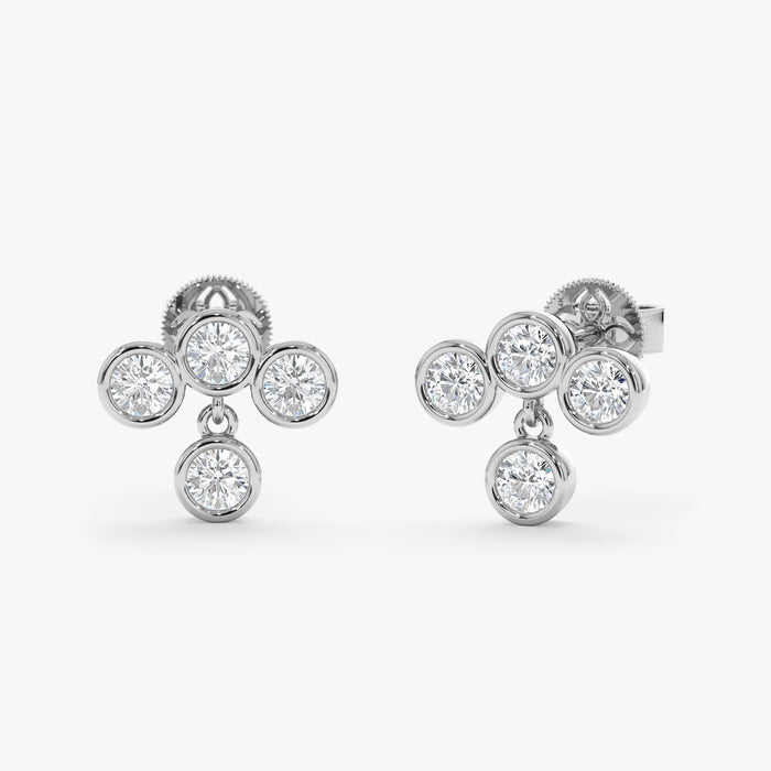 Bubble-Style Bezel-Set Lab-Grown Diamond Earrings 0.62 CTW – 8 Round Stones | 10K, 14K, 18K Gold | IGI Certified