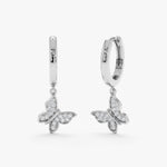 Load image into Gallery viewer, Butterfly Dangle Lab-Grown Diamond Huggie Earrings 0.10 CTW – 32 Stones | 10K, 14K, 18K Gold | IGI Certified
