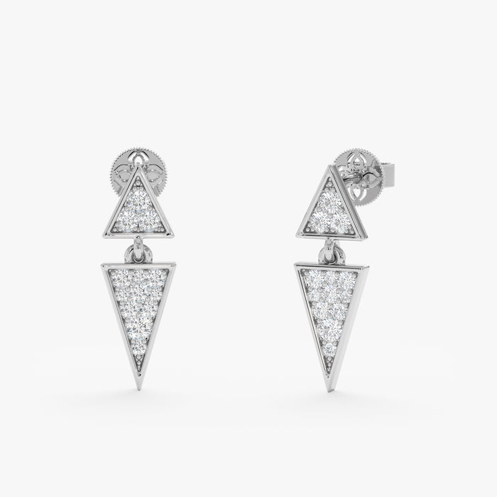 Triangle Dangle Lab-Grown Diamond Earrings 0.32 CTW – 26 Round Stones | 10K, 14K, 18K Gold | IGI Certified
