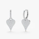 Load image into Gallery viewer, Heart-Shaped Dangle Huggie Hoop Earrings 1.22 CTW – 122 Round Lab-Grown Diamonds | 10K, 14K, 18K Gold | IGI Certified

