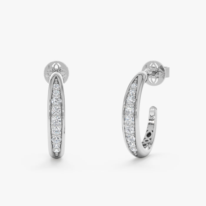 Half-Hoop Lab-Grown Diamond Earrings 0.27 CTW – 18 Round Stones | 10K, 14K, 18K Gold | IGI Certified