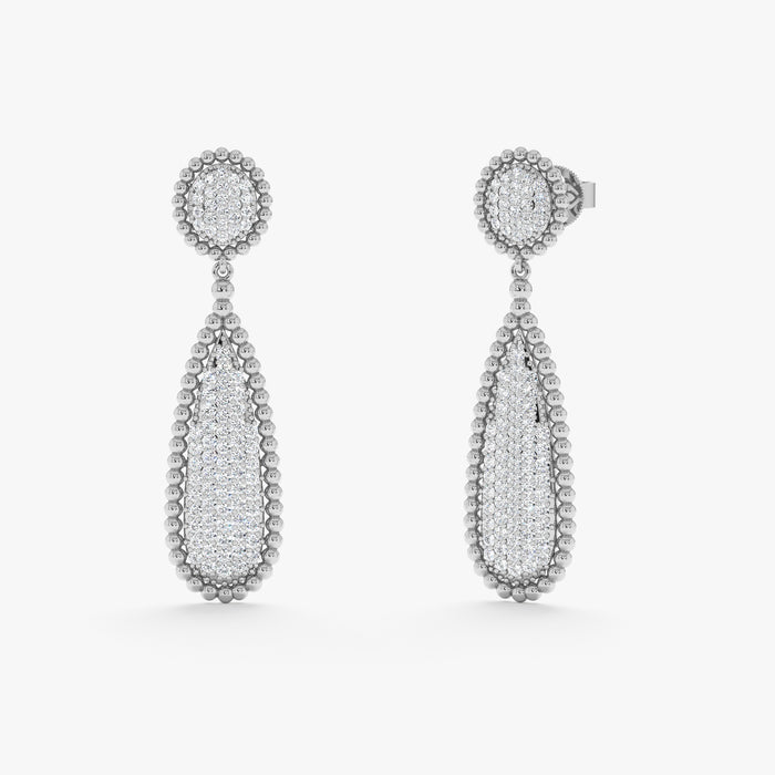 Teardrop Pavé Lab-Grown Diamond Earrings 0.93 CTW – 166 Round Stones | 10K, 14K, 18K Gold | IGI Certified