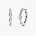 Load image into Gallery viewer, Pear &amp; Round Lab-Grown Diamond Hoop Earrings 0.17 CTW – 14 Stones | 10K, 14K, 18K Gold | IGI Certified
