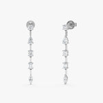 Load image into Gallery viewer, Mixed-Cut Lab-Grown Diamond Long Dangle Earrings 0.78 CTW – 10 Stones | 10K, 14K, 18K Gold | IGI Certified
