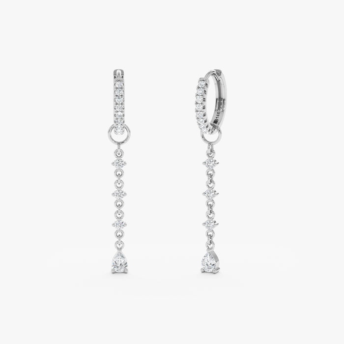 Pear & Round Lab-Grown Diamond Stylish Hoop Earrings 0.16 CTW – 26 Stones | 10K, 14K, 18K Gold | IGI Certified
