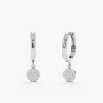 Load image into Gallery viewer, Pavé Round Dangle Lab-Grown Diamond Huggie Earrings 0.10 CTW – 38 Stones | 10K, 14K, 18K Gold | IGI Certified