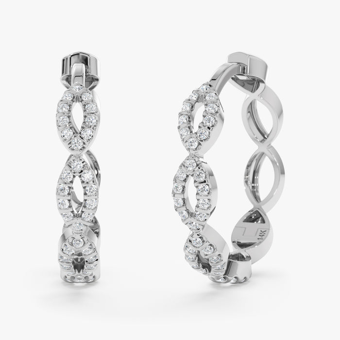 Twisted Hoop Lab-Grown Diamond Earrings 0.23 CTW – 80 Round Stones | 10K, 14K, 18K Gold | IGI Certified