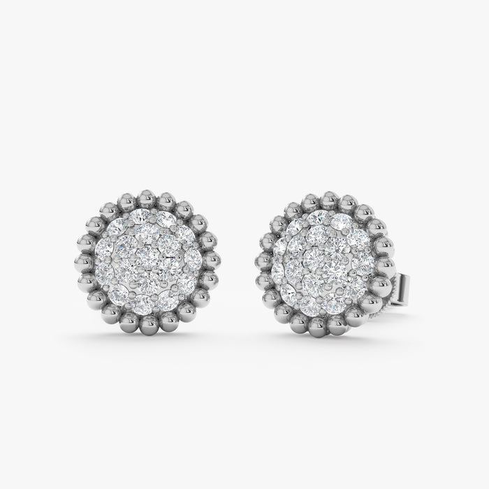 Full-Circle Pavé Lab-Grown Diamond Earrings 0.53 CTW – 36 Stones | Milgrain Detailing | 10K, 14K, 18K Gold | IGI Certified