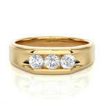 Load image into Gallery viewer, 0.52 CT Men’s Three Stone Lab Grown Diamond Ring | 3 Stone Gold Band
