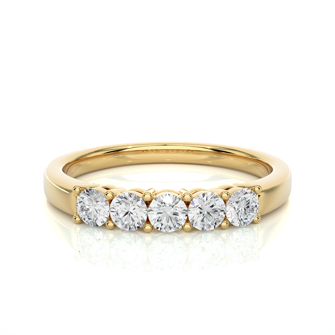 0.51 CT Round Cut Lab Grown Diamond Five Stone Prong Set Ring  IGI Certified