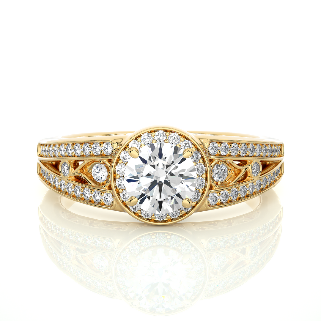0.95 Carat Vintage Halo Lab-Grown Round Diamond Ring | Timeless Elegance