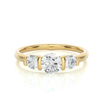 Load image into Gallery viewer, 0.88 CT Round Lab Grown Diamond Bar Setting Ring | 3 Stone Gold Band
