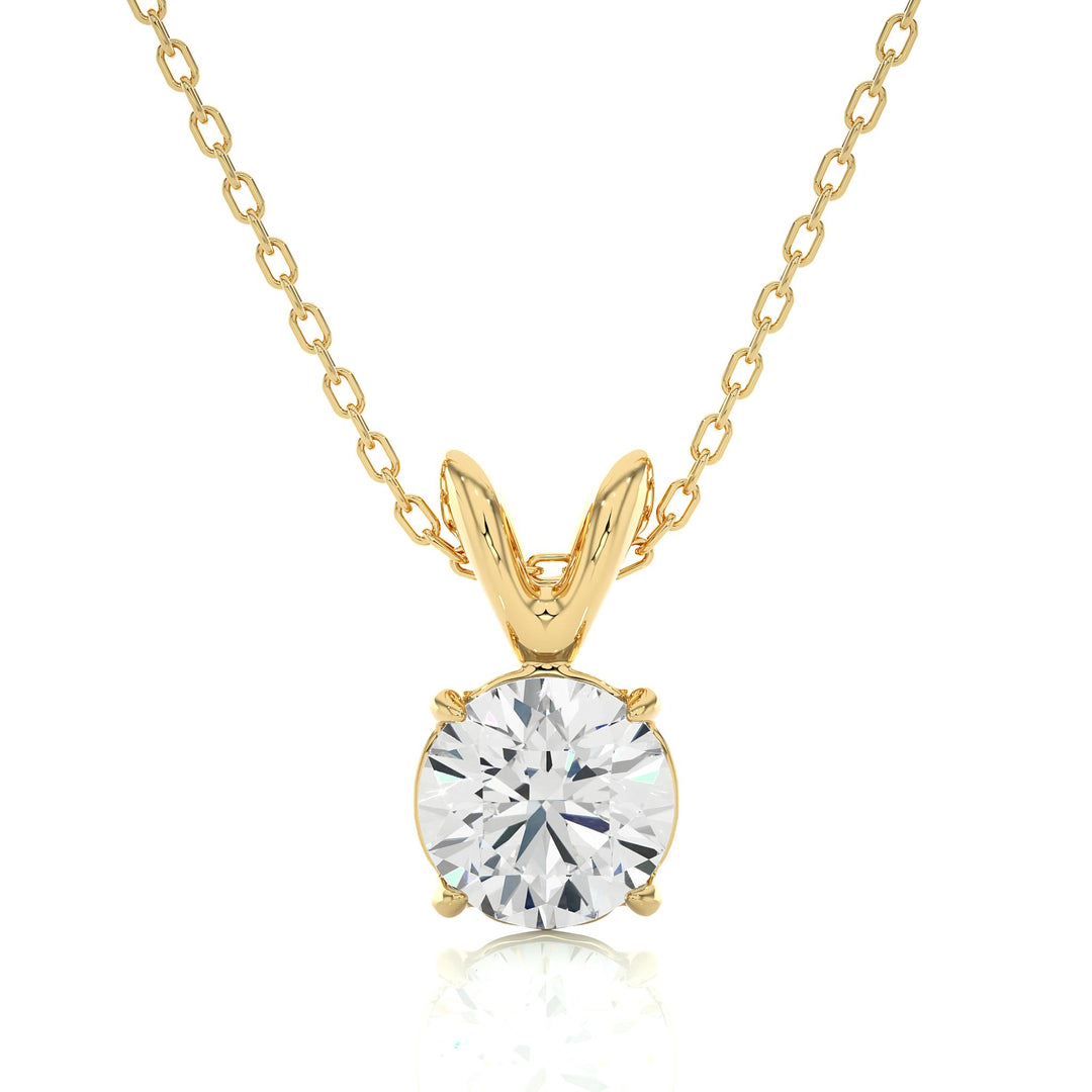 0.59 CT Lab-Grown Diamond Solitaire Pendant Necklace | Round Cut | 4-Prong | Solid Gold