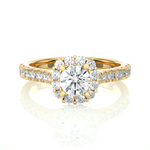 Load image into Gallery viewer, 1.09 CT Round Cut Halo Lab Grown Diamond Ring | 27 Stone Design
